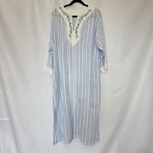 Stan Herman Vintage Seersucker Zip Up Kaftan Housecoat Robe Medium